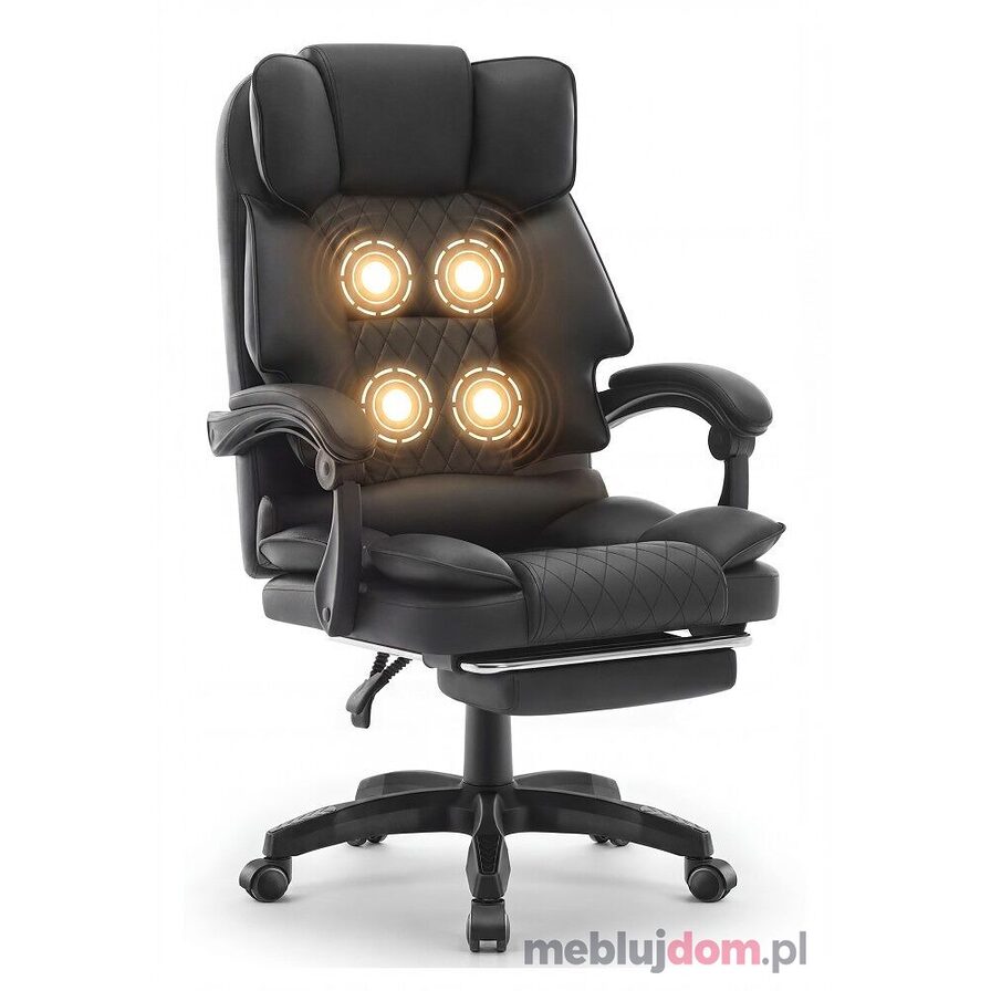Fotel biurowy obrotowy HC- 1031 Ekoskóra z funkcją masażu - Czarny
