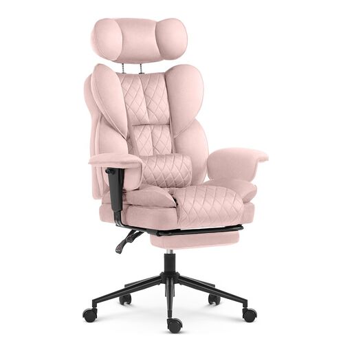 Fotel biurowy ergonomiczny HC- 1037 Welur - Różowy