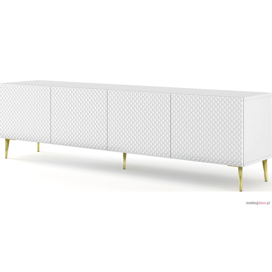Szafka RTV RAVENNA DIAMOND 200 GOLD LEGS - Biały połysk