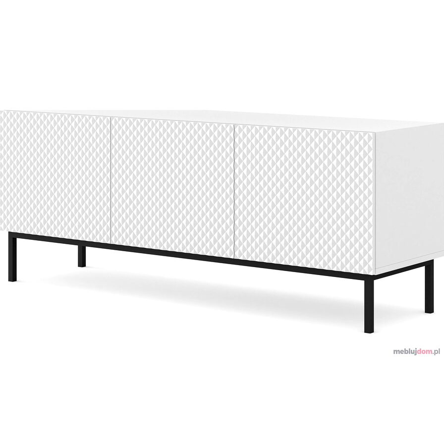 Szafka RTV RAVENNA DIAMOND 150 GLOSS BLACK FRAME - Biały połsyk