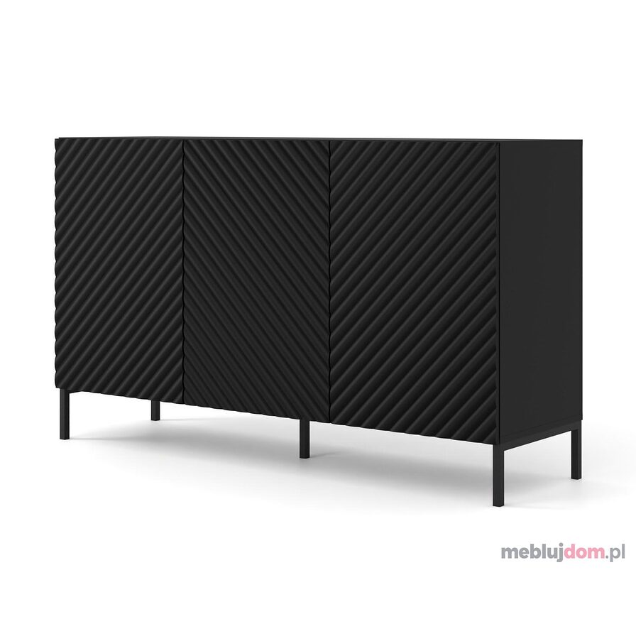 Komoda SURF 150 czarna matowa na metalowych nóżkach