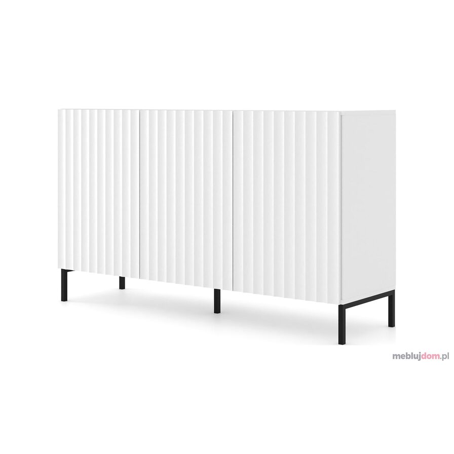Komoda WAVE 150 BLACK LEGS - Biała na czarnych metalowych nogach