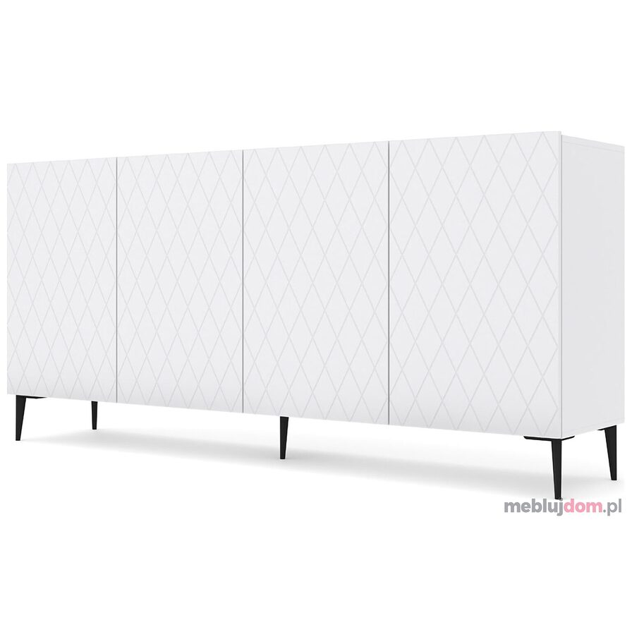 Komoda DIUNA BLACK 193 J01 biała na czarnych metalowych nogach