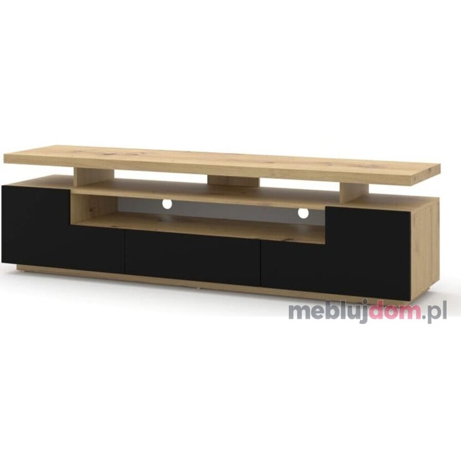 Szafka RTV EVA 180 w kolorze czarny mat + dąb artisan