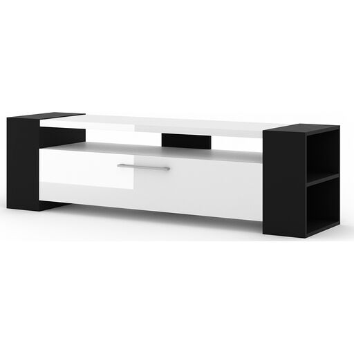 Szafka RTV LIVIA 160 Czarny + biały połysk