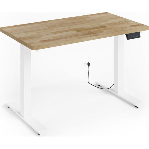 Biurko elektryczne NATURAL DESK 2S 120x65 Dąb naturalny + biały