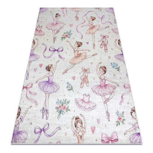 Dywan do prania BAMBINO 61600 Balerina, baletnica dla dzieci, antypoślizgowy - krem / różowy