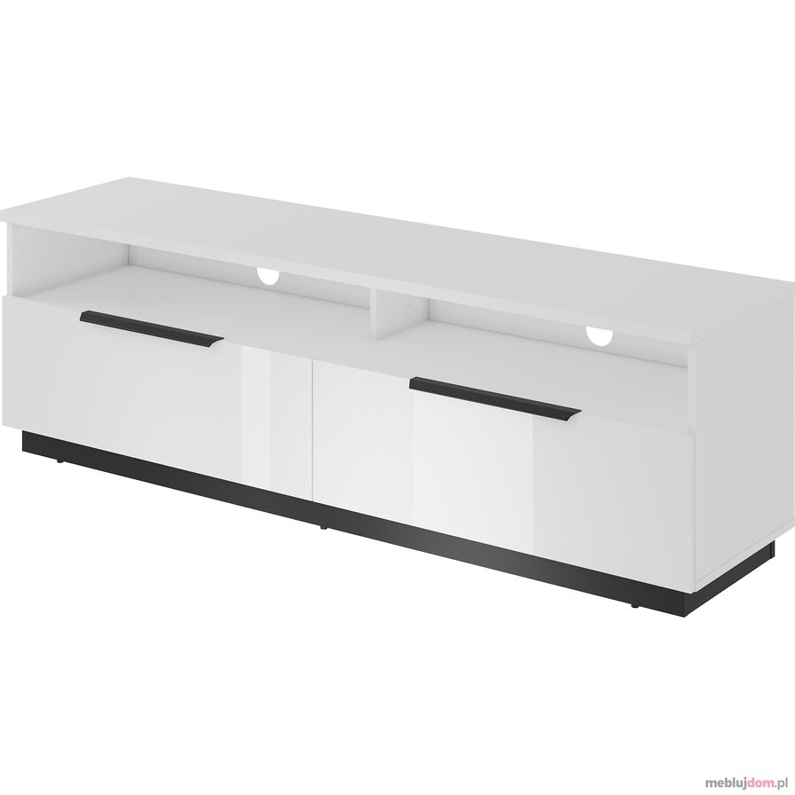 Szafka RTV TULUZA 41 - Biały + czarny onyx + biały połysk
