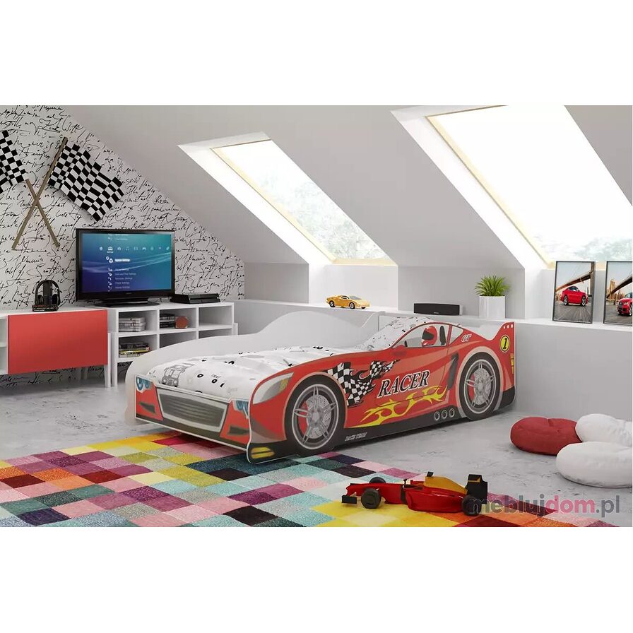 Łóżko dziecięce pojedyncze Cars 80X160, czerwone
