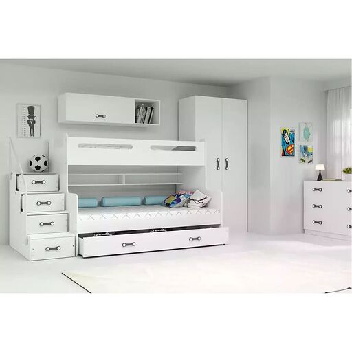 Łóżko młodzieżowe piętrowe MAX 3 120X200 z szufladą, białe