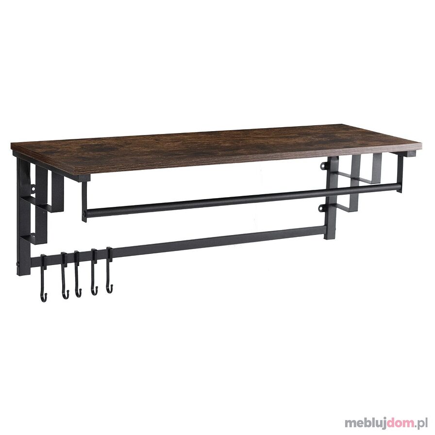 Wieszak do Przedpokoju JACE 80 cm z Półką Dąb Rustykalny/Czarny