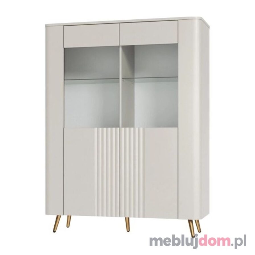Witryna KASMIRA KSW-2 Restol - Kaszmir na złotych metalowych nóżkach