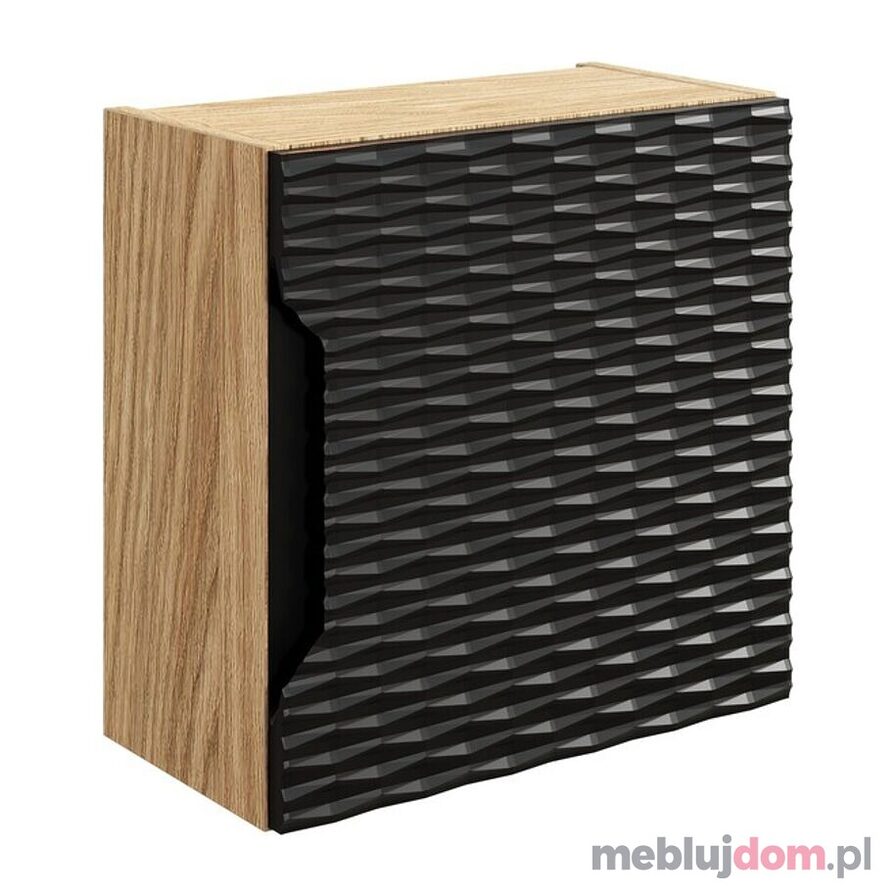 Szafka górna łazienkowa OCEAN BLACK 83-35-1DQ - Czarny mat + dąb olejowany