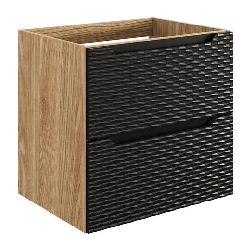 Szafka pod umywalkę OCEAN BLACK 82-60-2S - Czarny mat + dąb olejowany