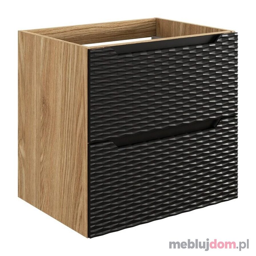 Szafka pod umywalkę OCEAN BLACK 82-60-2S - Czarny mat + dąb olejowany
