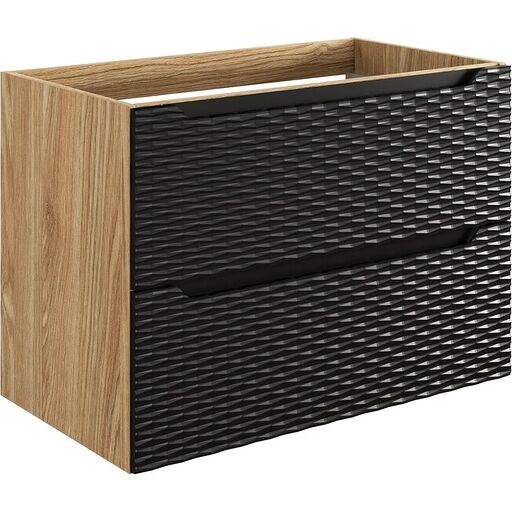Szafka pod umywalkę OCEAN BLACK 82-80-2S - Czarny mat + dąb olejowany