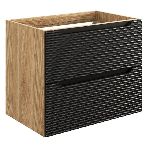 Szafka pod umywalkę OCEAN BLACK 82-70-2S - Czarny mat + dąb olejowany
