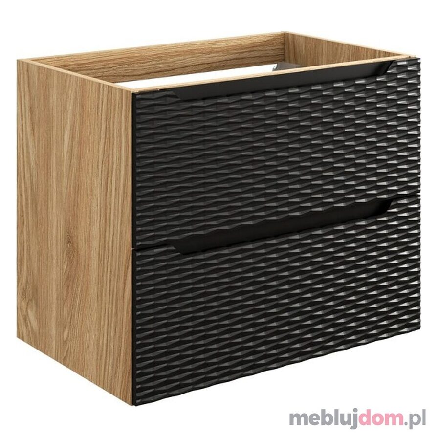 Szafka pod umywalkę OCEAN BLACK 82-70-2S - Czarny mat + dąb olejowany