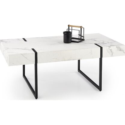 Ława BLANCA Halmar MDF biały marmur + Czarny stelaż