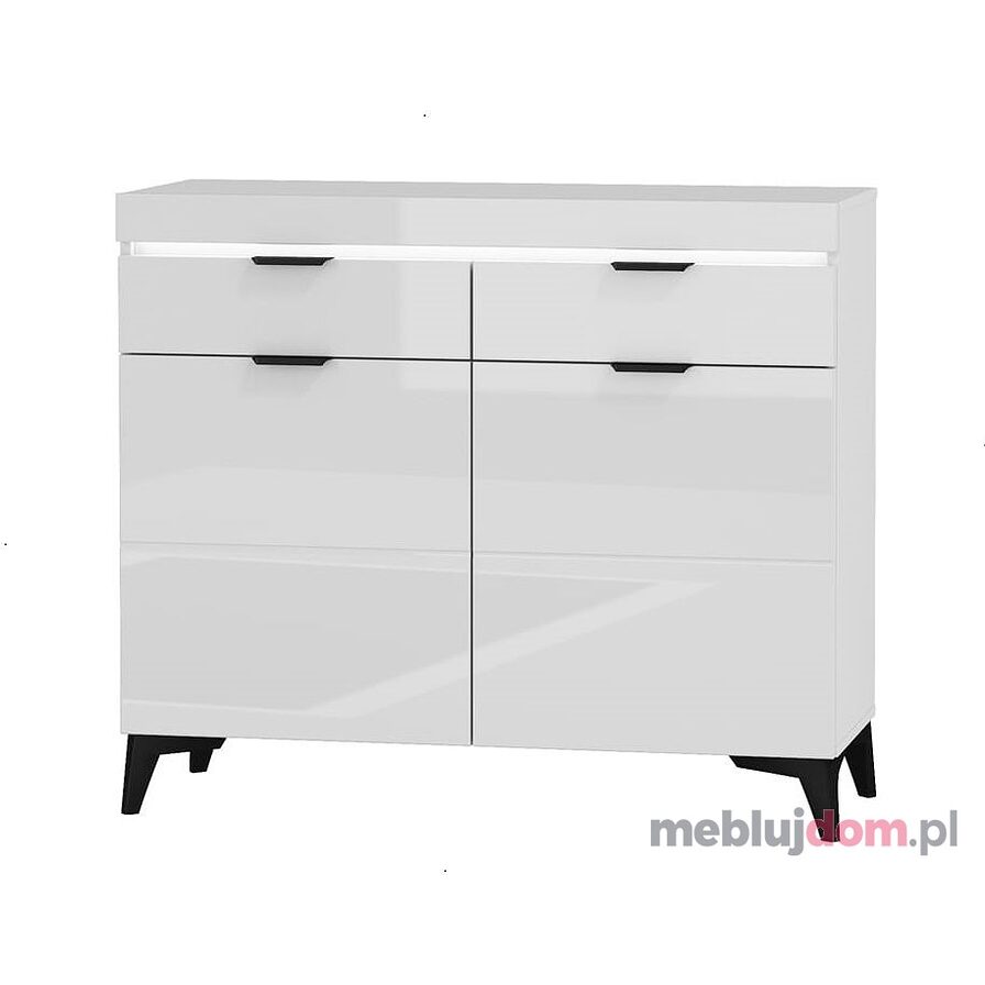 Komoda BALDUR BDK-2 Restol Bialy + Biały Połysk