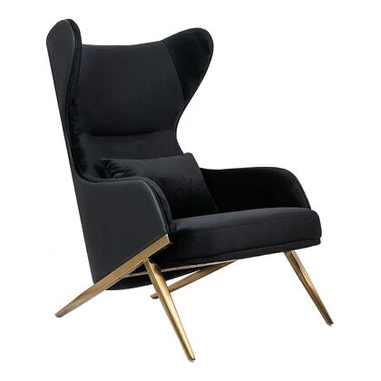 Fotel HAMPTON VELVET czarny + złote nóżki