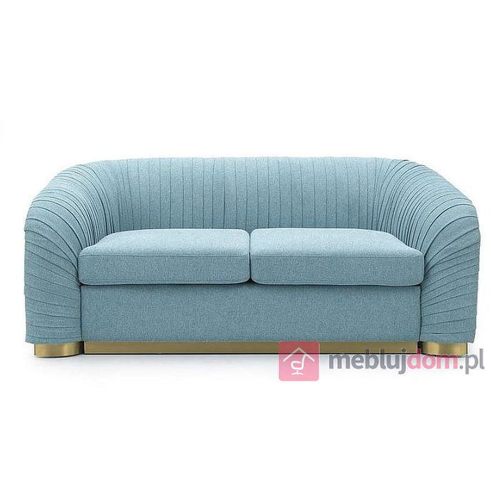 SOFA MELVA 180 Signal niebieska ze złotymi detalami, glamour